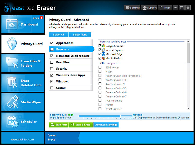 Click to view east-tec Eraser 12.6 screenshot